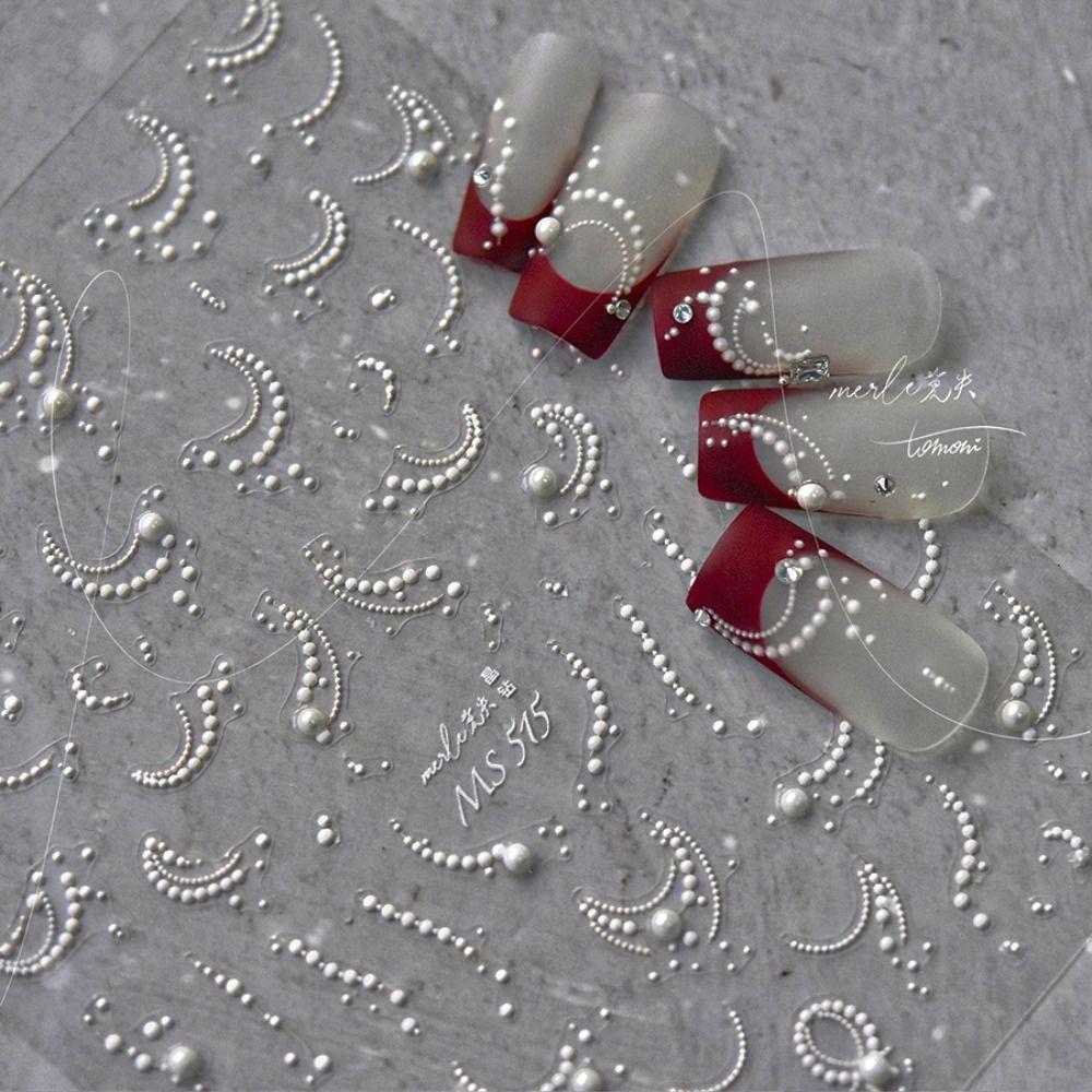 3D Nail Stickers Pearl Nail Art Decorations New French Tips DIY