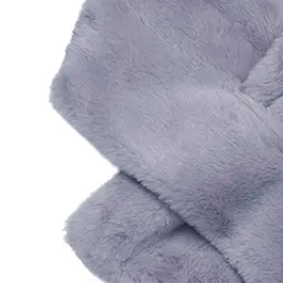 Women Winter Faux Rabbit Fur Cross Collar Solid Color Thickened Warm Scarf Plush Elegant Shawl Scarf Clothes Accessories