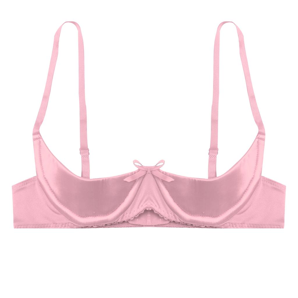 Женское сексуальное атласное белье, регулируемые бретельки на косточках, половина чашки, бюстгальтер-балконет с пуш-ап, нижнее белье