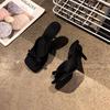 2025 Summer New Niche Design Bow Thin Heel High Heel Sandals Women Wear Open Toe Square Head Slippers Women