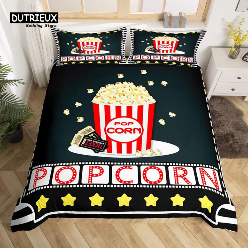 Покрывало Movie Time Комплект постельного белья Кинотеатр Пододеяльник Микрофибра Попкорн Кинозакуски Покрывало