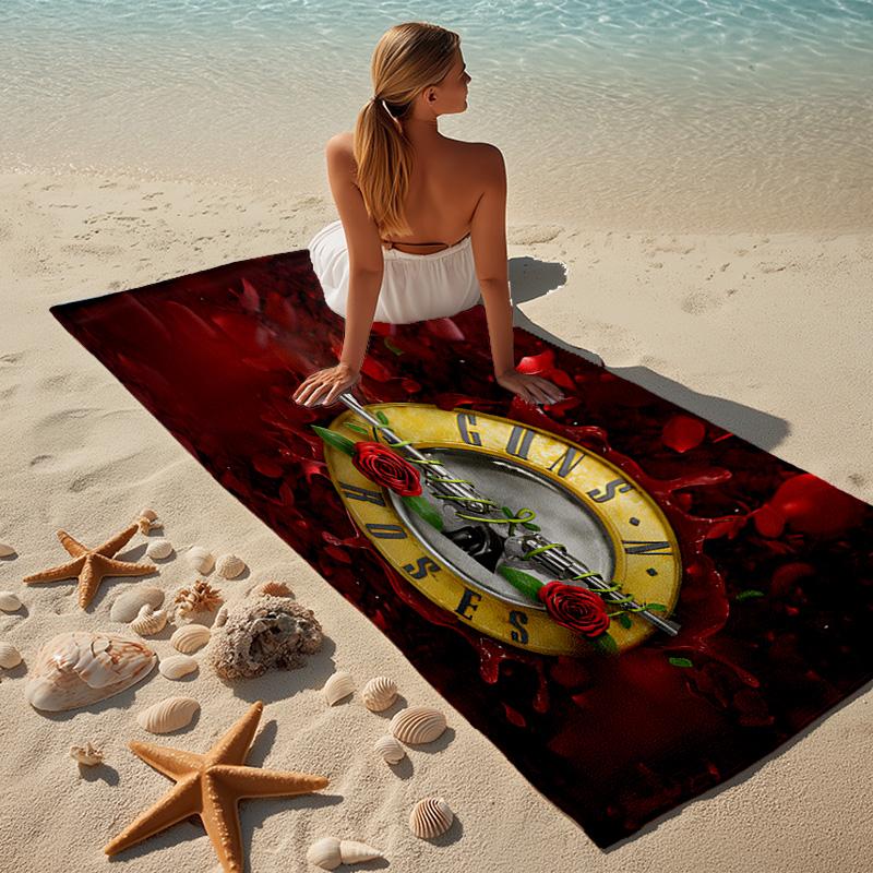 Gun Music Band Beach Towel Microfiber Beach Towel Super Soft & Absorbent for Bath, Beach, Travel Bath Time Accessory, Fan gifts