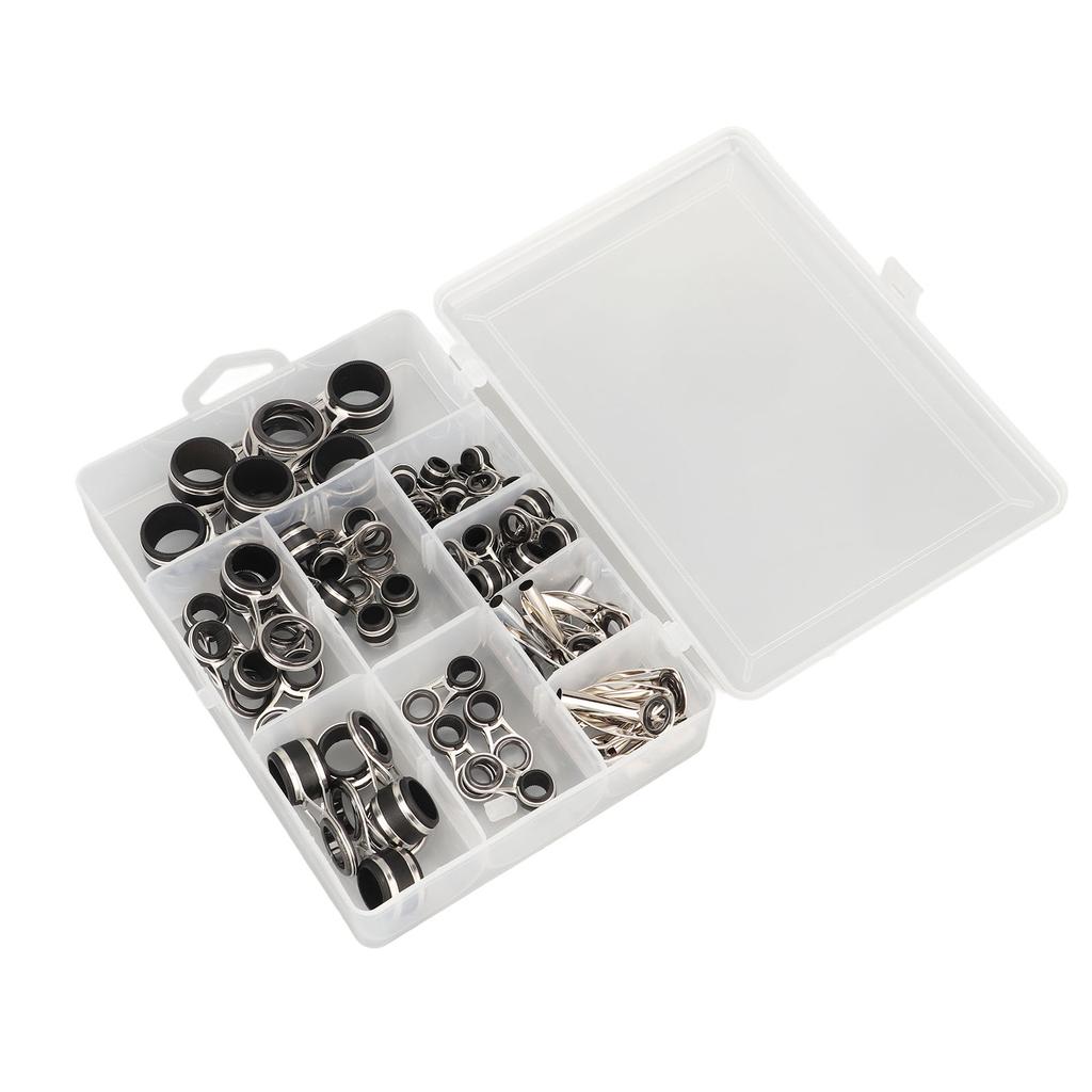 55Pcs Fishing Rod Guides Line Rings Set Stainless Steel Ceramic 9 Different Sizes Fishing Rod Guides Tip Rings