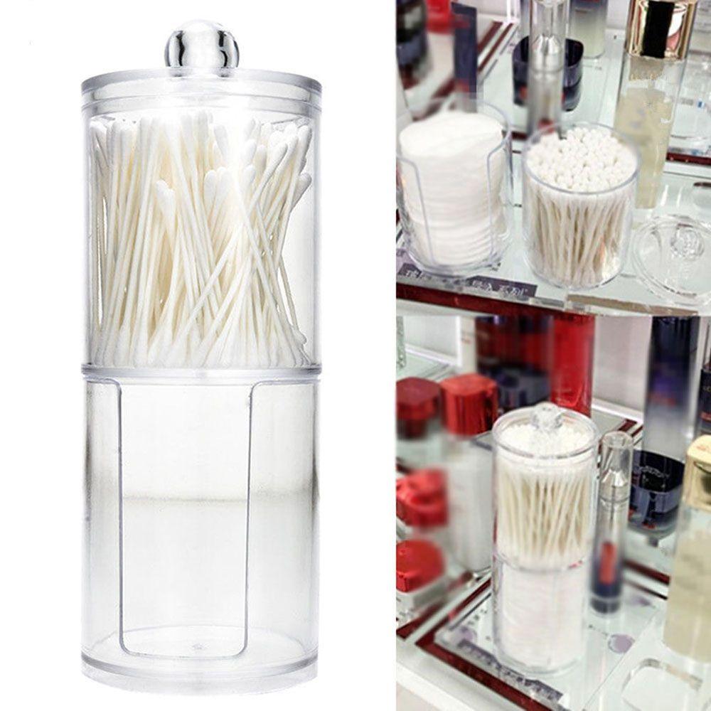 New Round Holder Container Cosmetic Organizer Makeup Cotton Acrylic Box Pads Storage