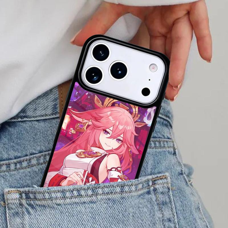 Чехол для телефона Yae Miko Genshin Impact для iPhone 17ProMax 12 13 14 15 16e 17 Pro Max Plus Air Cover