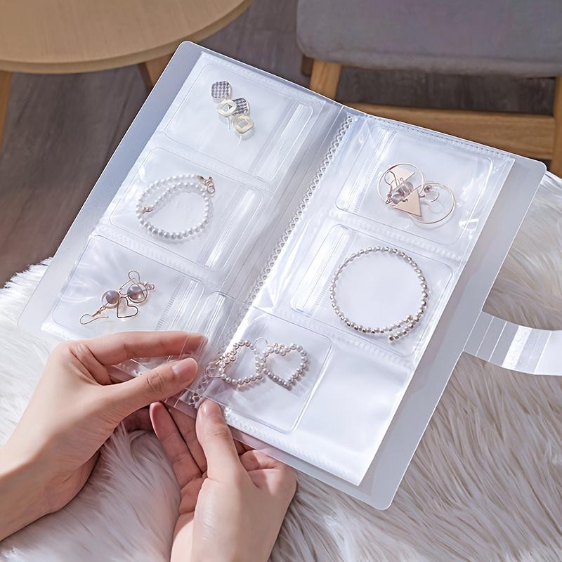 Portable Jewelry Organizer Album with Transparent Pockets-Organizer for Earrings,Rings,Necklaces-Anti-Oxidation Zipper Seal Bag.