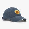 Sunflower Print Cotton Baseball Cap, Floral Pattern Distressed Sport Hat With Adjustable Closure, Sun Protection Peaked Cap