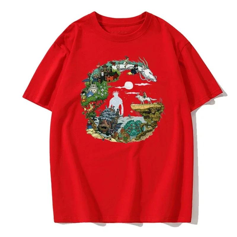 Мужская футболка с принтом в стиле аниме, большая хлопковая футболка, высококачественная брендовая футболка, уличная свободная футболка