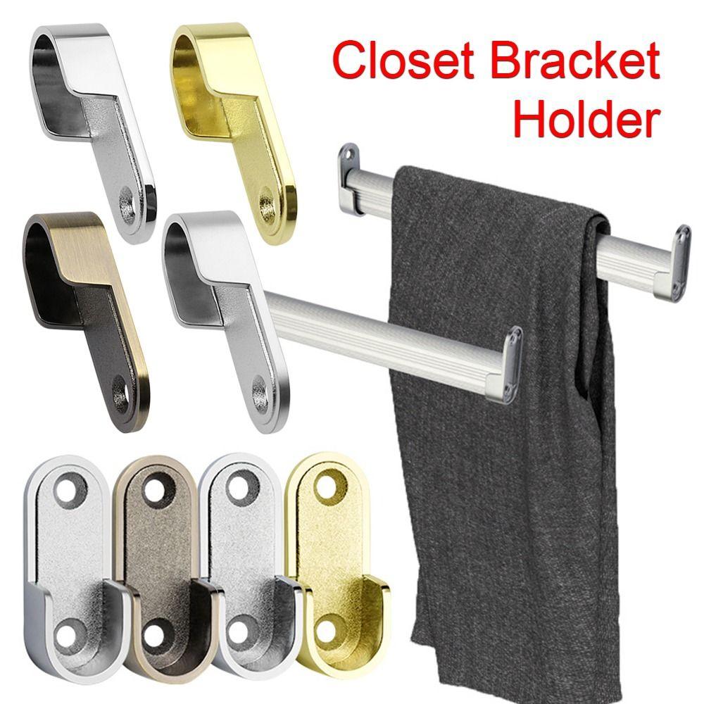 2Pcs Zinc Alloy Closet Pole Sockets Hanging Rod Rod Holder Closet Flange Hang Support U Shape