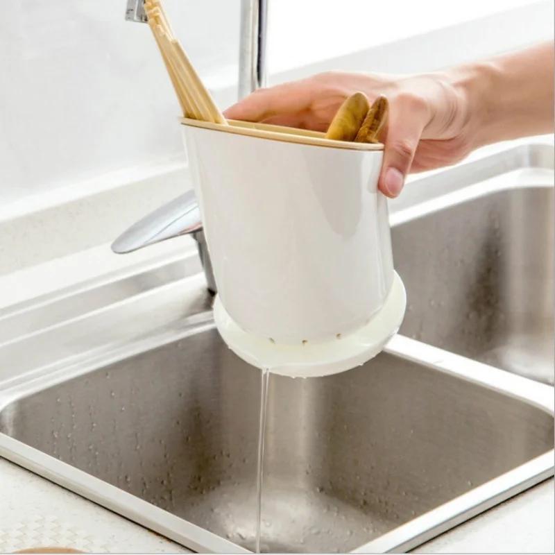 Пластиковый дренажный лоток для палочек для еды Стойка для ложек Клетка для палочек для еды Многофункциональная кухонная стойка для хранения столовых приборов Трубка для палочек для еды