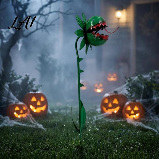 Durable Weather Resistant Sculptures Venus Flytrap Garden Stake Metal Carnivorous Plant Yard Decor Weird Gothic Fun Floral Stakes Decor for Outdoor