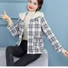 Зимнее короткое маленькое пальто плюс бархат утолщенный бараний бархат с капюшоном в клетку женское короткое пальто