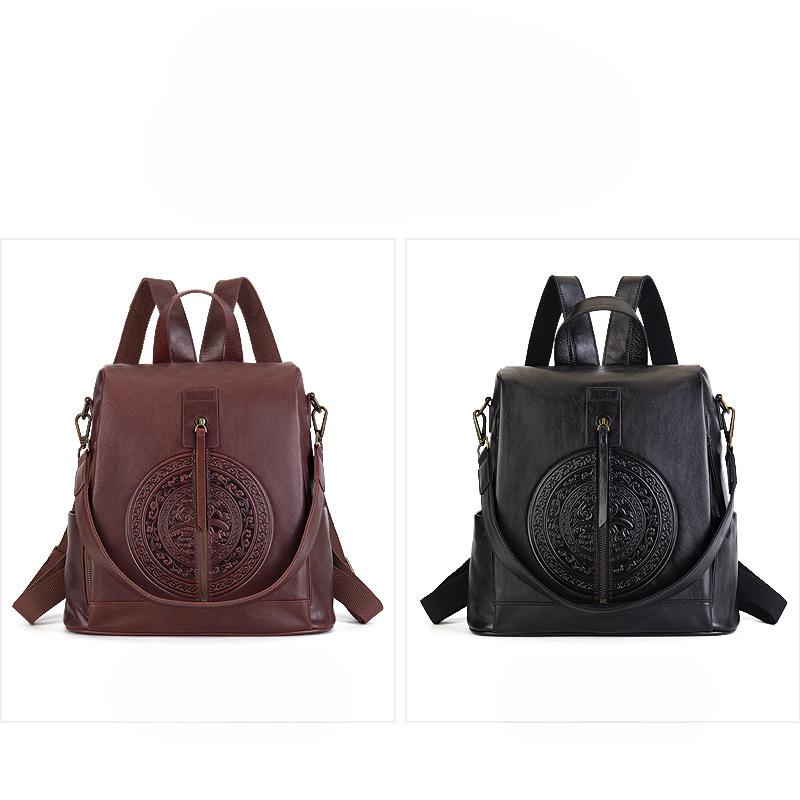 Винтажный рюкзак Totem из натуральной кожи ручной работы, большой емкости, противоугонный рюкзак из коровьей кожи, женская сумка через плечо