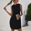 Women's Hoodie Drawstring Sports Casual Solid Sleeveless Slim Fit Dress