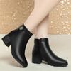 High Quality Genuine Leather Women Boots 2024 Winter Thick Heel Warm Ankle Boots Women Handmade Zipper Short Boots