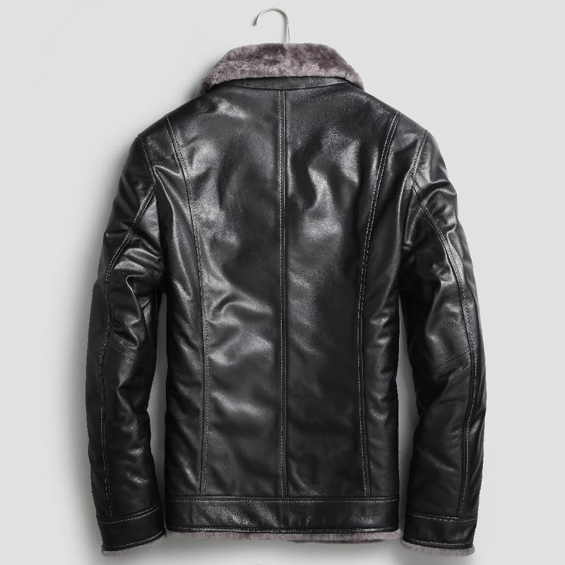 Мужская облегающая одежда из натуральной кожи со встроенным мехом, мужская утепленная кожаная куртка, зимнее пальто с мехом среднего возраста
