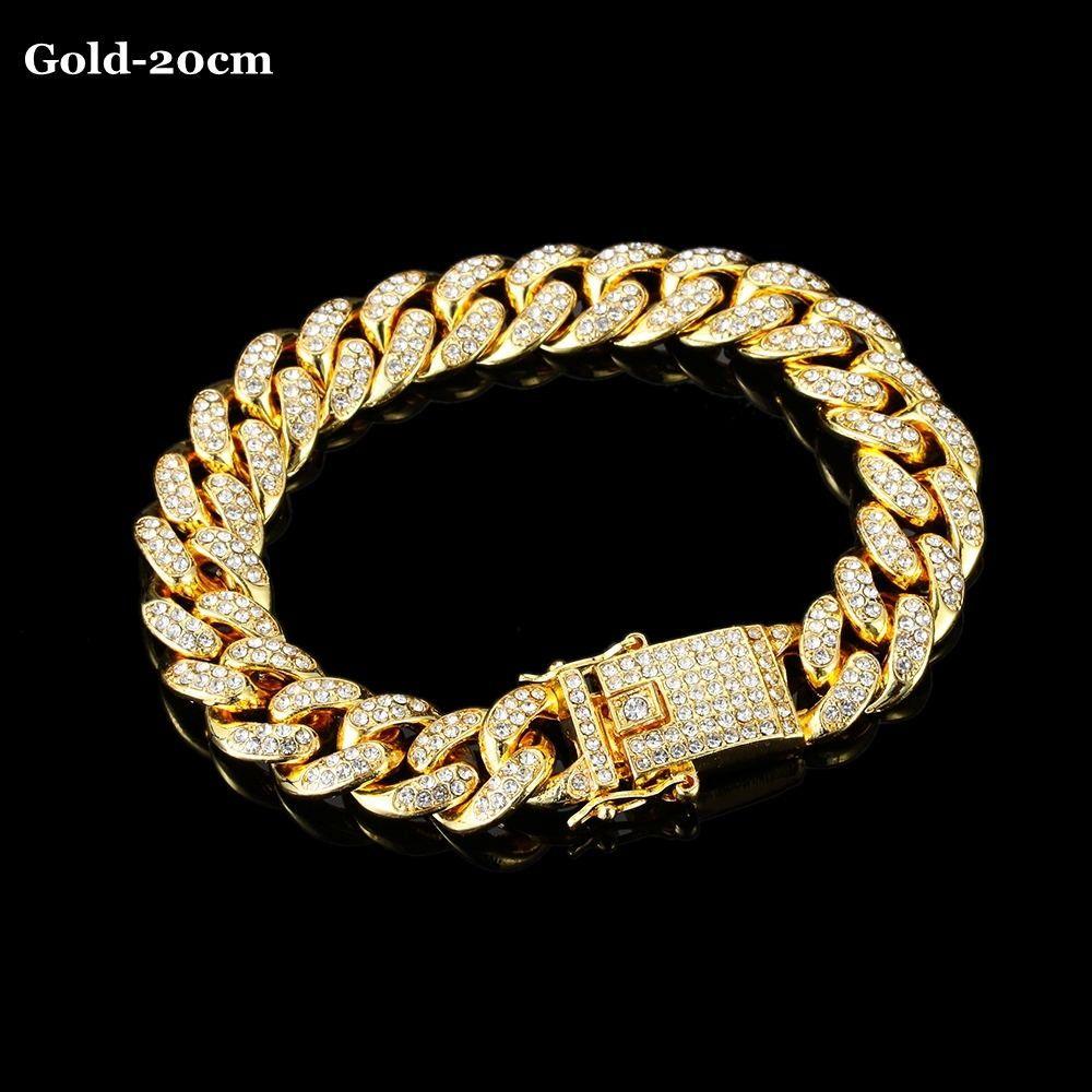 New Luxury Shiny Fashion Bracelet Hip Hop Inlaid Rhinestone Link Chain Bracelet