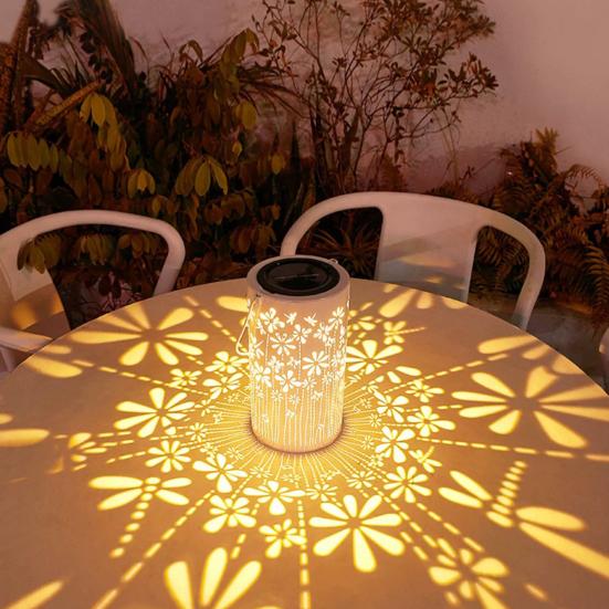 Solar Lantern Outdoor Hanging Light Hollow Pattern Design Automatic On/Off IP54 Waterproof Easy Installation Solar Outdoor Patio Light