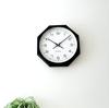 KATOMOKU muku clock 11 Octagonal Black Wall Clock with Continuous Second Diameter km-94BKRC8 Hand, 30.0cm (Radio-controlled)
