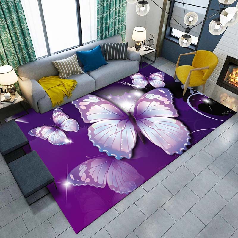 Gorgeous Butterfly Design ECO Friendly Material Carpet for Living Room Bedroom Bedside Rug Floor Mat Hallway Non-Slip Rug