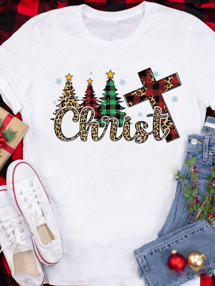 (Азиатский размер) Футболка с принтом в виде елки, милые, в стиле 90-х, с коротким рукавом, модные, с графическим принтом.