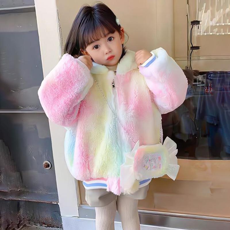 Children's Plush Coat Kids Girl's Warm Hooded Coat Cute Jacket