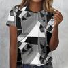 Летний топ с круглым вырезом и принтом в виде 3D-геометрического рисунка, модные повседневные женские футболки с короткими рукавами