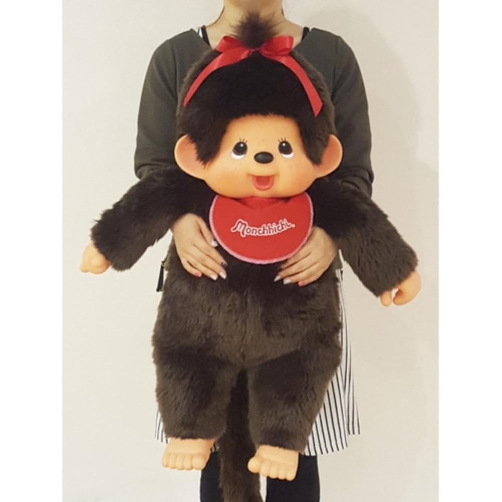 Плюшевая кукла Sekiguchi Monchhichi Premium Standard 2L коричневого цвета, 80x55x23 см.