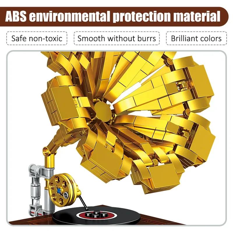 Awesome City Mini Retro Home Furnishings Sewing Machine Model Building Blocks Friends Phonograph DIY Bricks Toys for Kids Gift