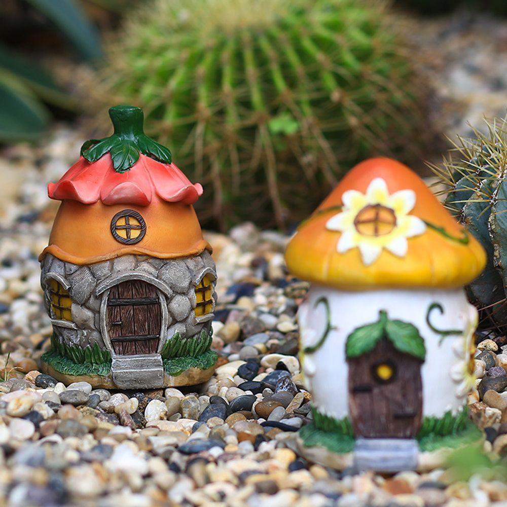 Mushroom Flower Pinecone House Resin Decoration Garden Mushroom Outdoor Mushroom Figurines