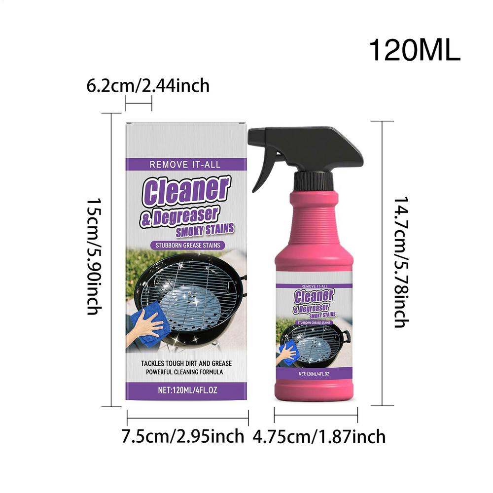 120ml Powerful Foam Cleaner Heavy Duty Grill Degreaser Spray Fast-Acting Kitchen Oil Stain Remover for Oven Hood Stove BBQ Grill