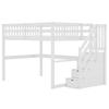=(WX000717AAK-1) Loft Bed, 140x200, Children's Loft Bed, with Storage Drawers and Under-bed Desk, White