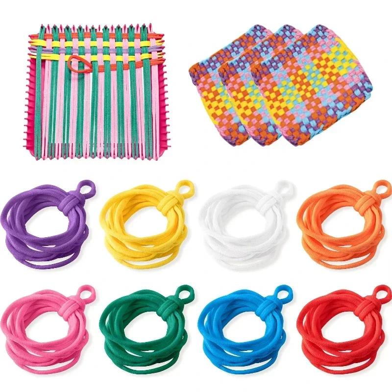 Latests Models DIY Handmade Multicolored Elastic Rope Coil Weaving Set Crochet String Tool Arts & Crafts Kit for Kids Gift