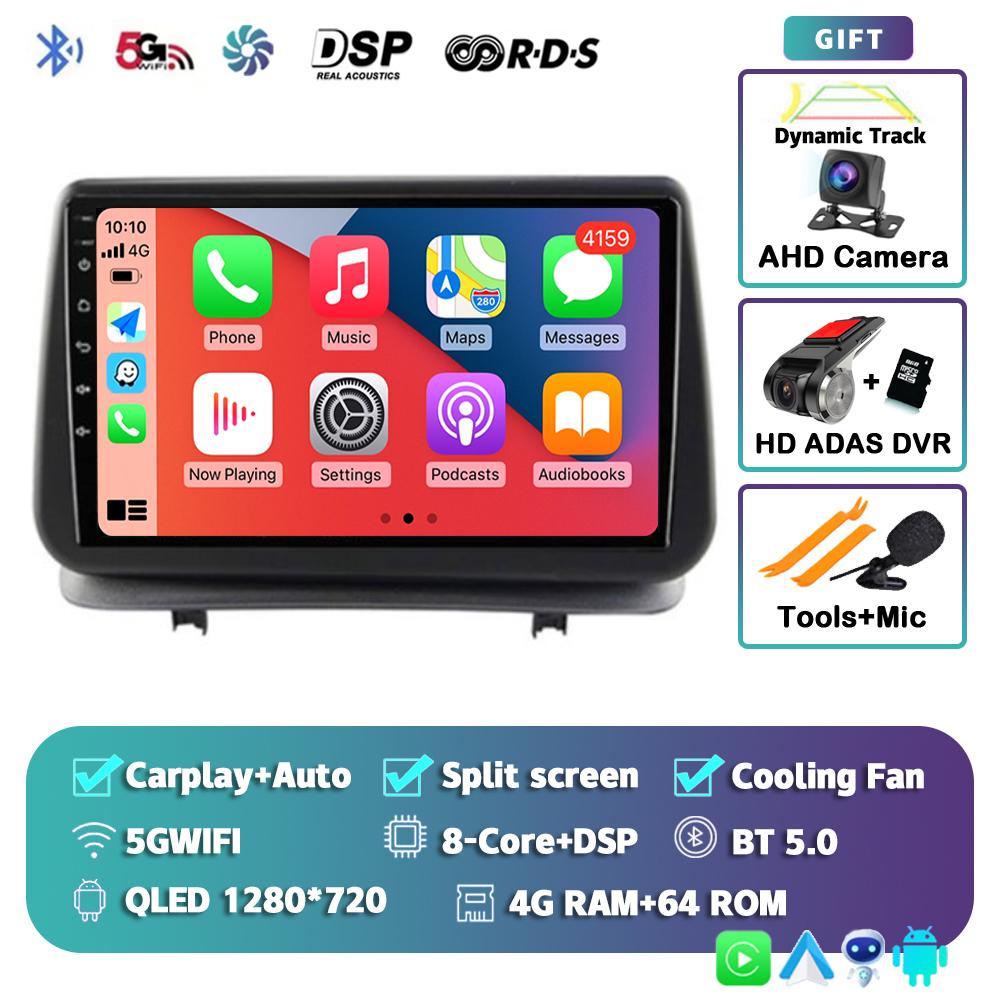 Android 14 Carplay Auto для Renault Clio 3 CLIO 3 2005 - 2014 Автомобильное радио Мультимедиа Навигация GPS Плеер Стерео WiFi+4G BT DSP