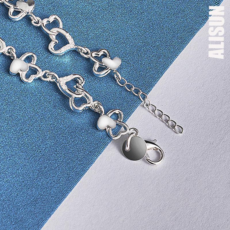 925 Sterling Silver Heart-shaped AAA Zircon Bracelet Fashionable Wedding Jewelry