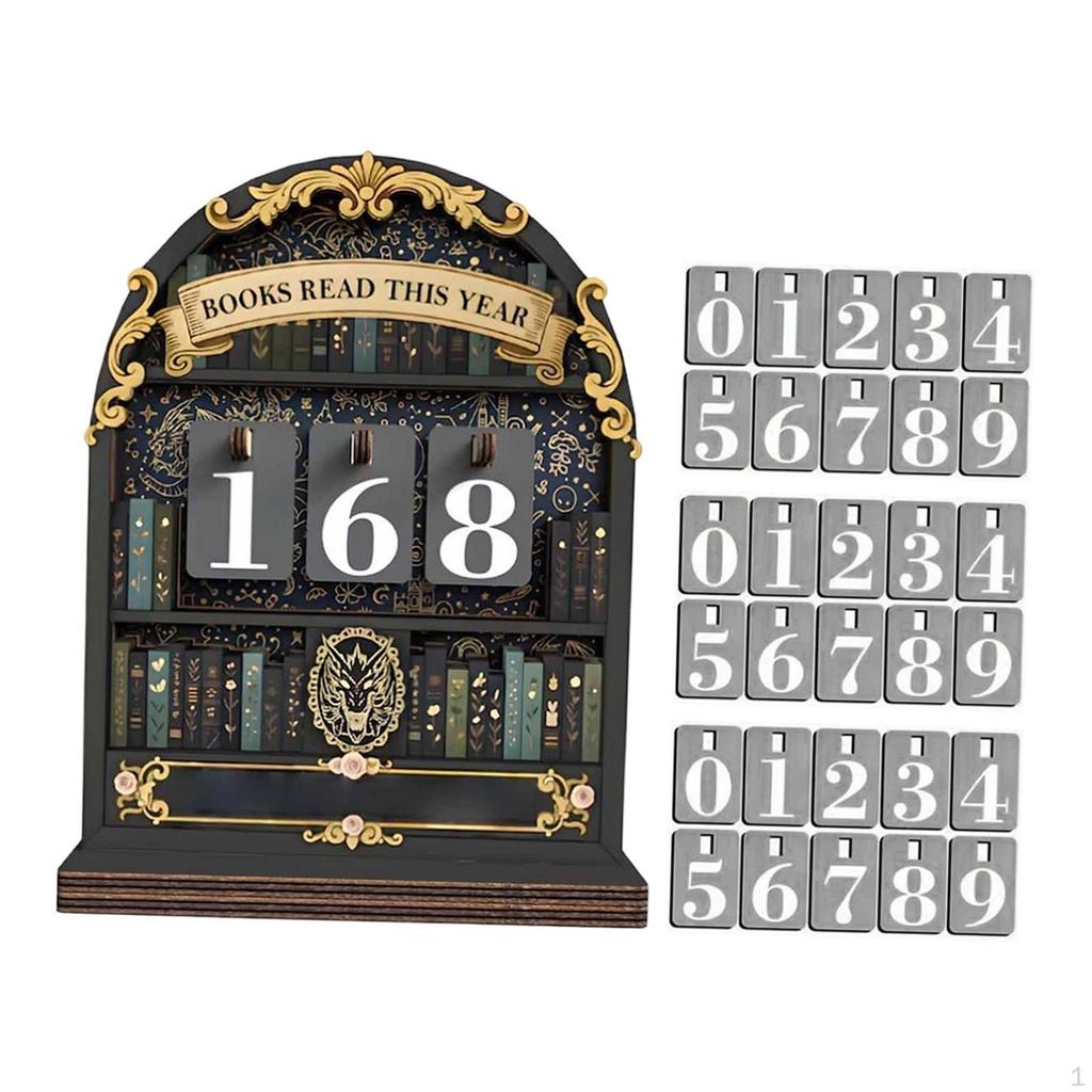 Wooden Book Read This Year Counter Sign Gift Home up to 999 Bookshelf Decoration for