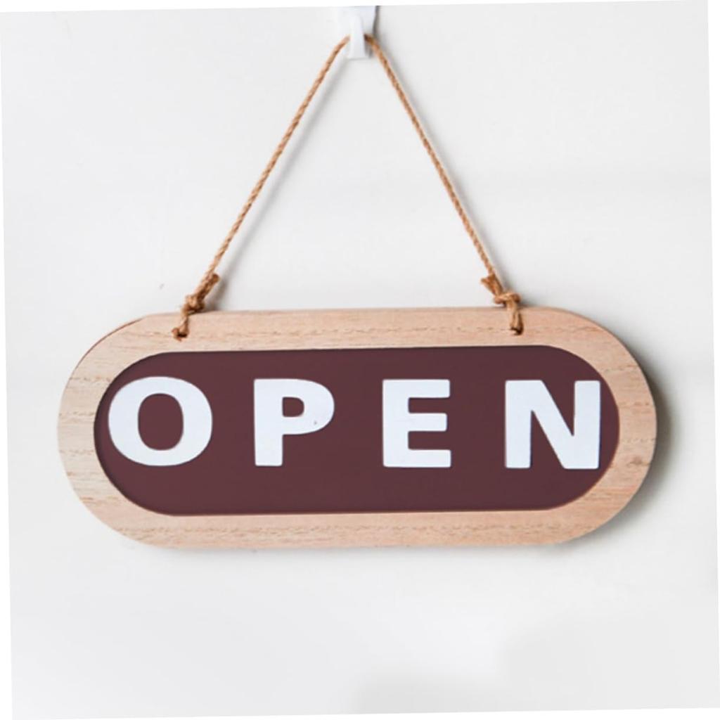 Wood Open Sign for Business Decorative Doorplate Practical Store Status Indicator Double-Sided