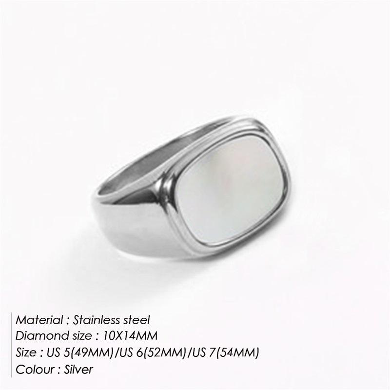 St. Delan Simple Fashion Square Gold and White Stainless Steel Ring