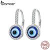 BAMOER стерлингового серебра 925 пробы круглые пряжки для ушей сглаза дьявольский глаз серьги-кольца проложить оправу CZ для женщин изящные ювелирные изделия