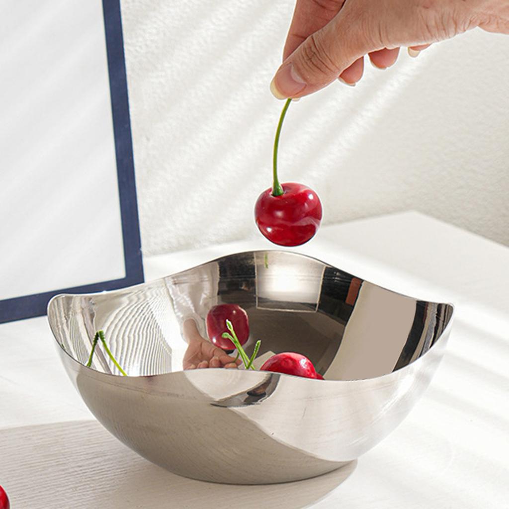 Stainless Steel Fruit Bowl Metal Salad Bowl Dining Table Centerpiece Decorative Bowl Modern Fruit Basket Enduring
