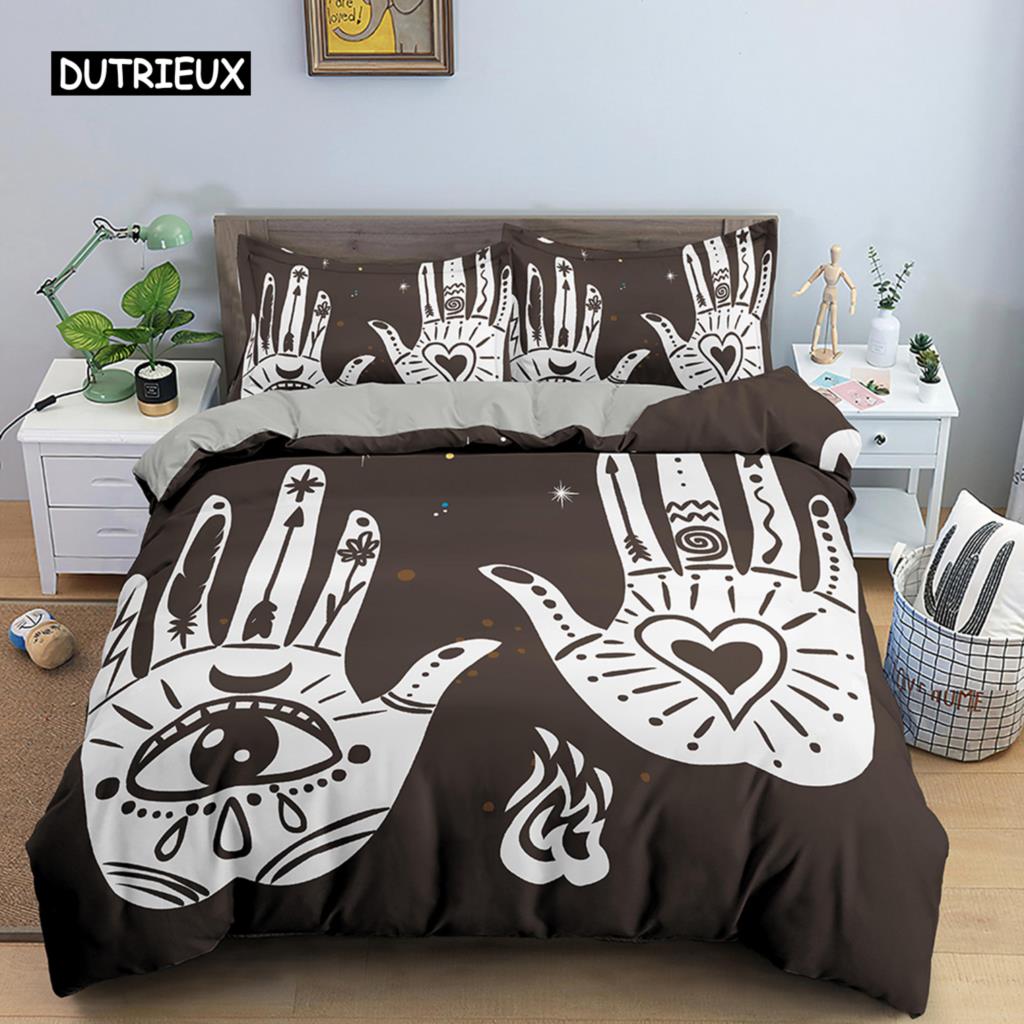 Покрывало на кровать King Size Queen Size с изображением ладони короля Коллекция покрывал Boho Магическая Мандала Покрывало на одеяло Рука Фатимы Покрывало на одеяло с изображением Руки Хамсы Полиэстер