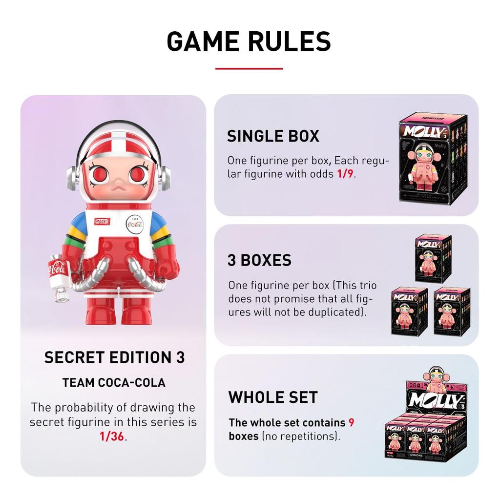 POP MART MEGA SPACE MOLLY Series 3 Box of Pop Mart Gachapon Blind Box Figure Plastic Model Premium Toy PVC Soft Vinyl Original Character Birthday Gift