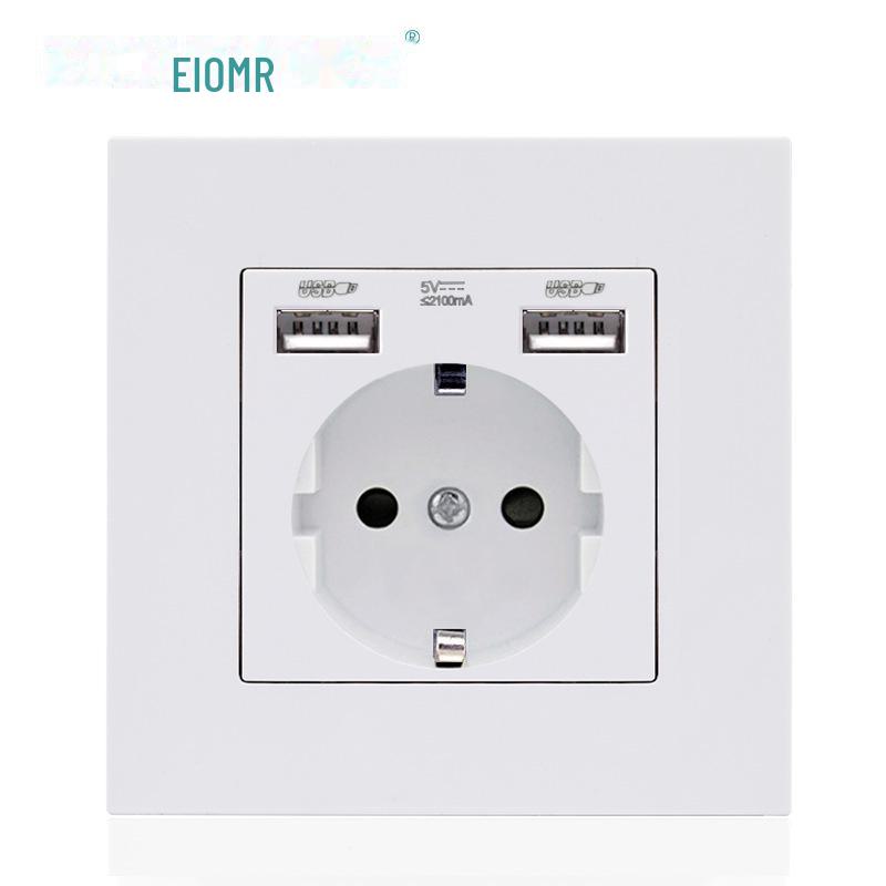 European German Standard Dual USB and Type C Socket Panel