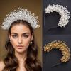 White Pearl Bridal Headband Women Handmade Wedding Headband Crown Fashion Party Hair Accessories Diamonds Bridesmaid Tiaras