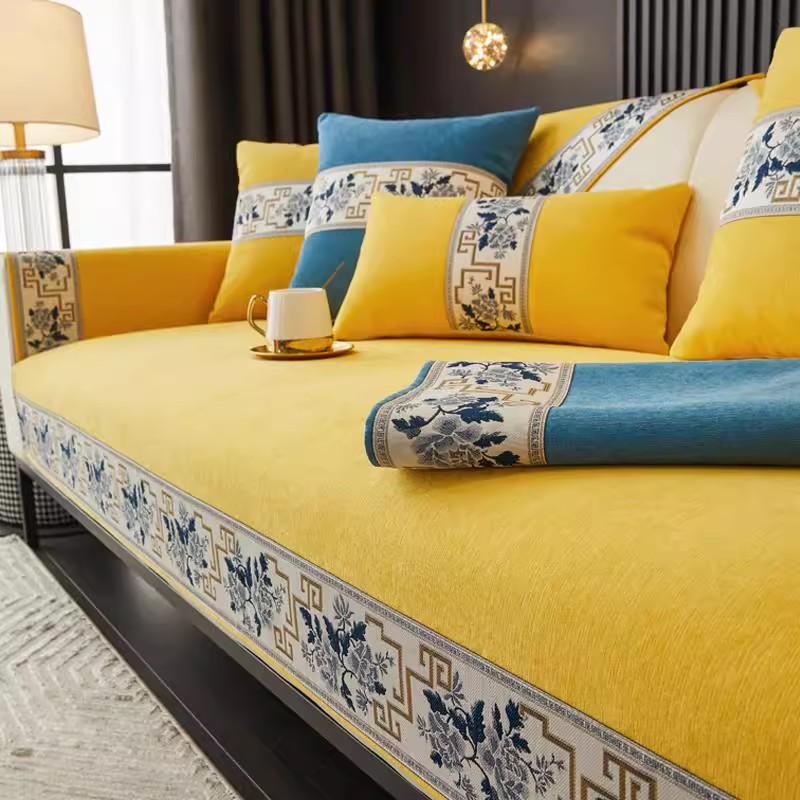 Chinese Style Chenier Sofa Cushion Four Season Universal Anti Slip Sofa Cover Fully Covered Machine Washable Decor Sofa Towel