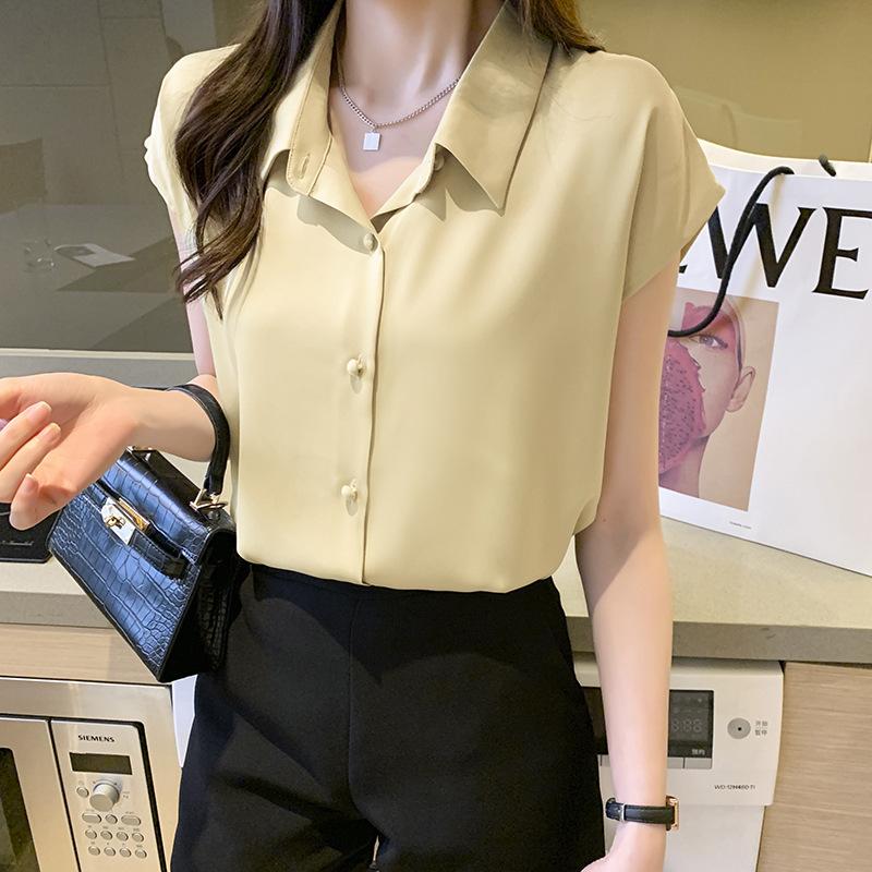 Летняя шифоновая рубашка с короткими рукавами, женская блузка, профессиональная женская рубашка