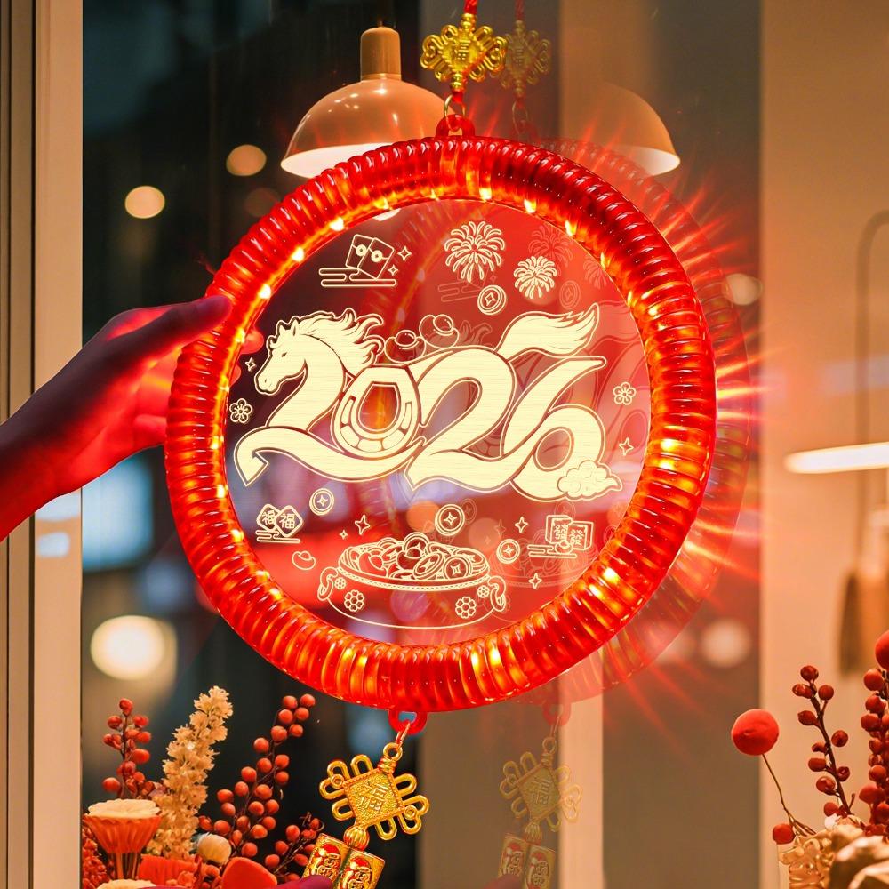 3D Glowing New Year Lantern Easy Hanging Good Luck Design Red Hanging Lanterns Pendant Style Year Of The Horse Hanging Lights