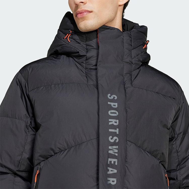 adidas Мужские пуховики Черный с капюшоном Умеренный пуховик JM4621