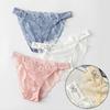 Women Lace Panties Comfortable Satin Silk Seamless Low Waist Sexy Rhinestone Decor French Style Briefs Breathable Underwear