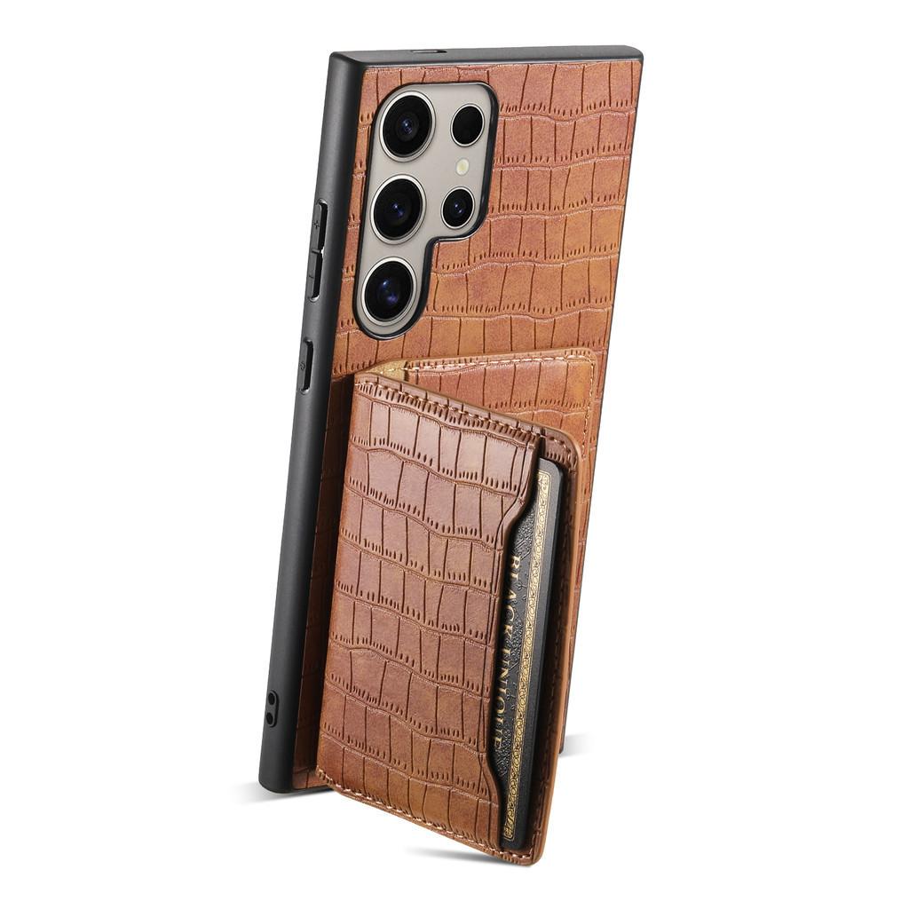 Роскошный кожаный чехол с текстурой крокодила для Samsung Galaxy S24 Ultra S23 Plus S21 FE Слот для карт Кошелек Откидная подставка Чехол для смартфона